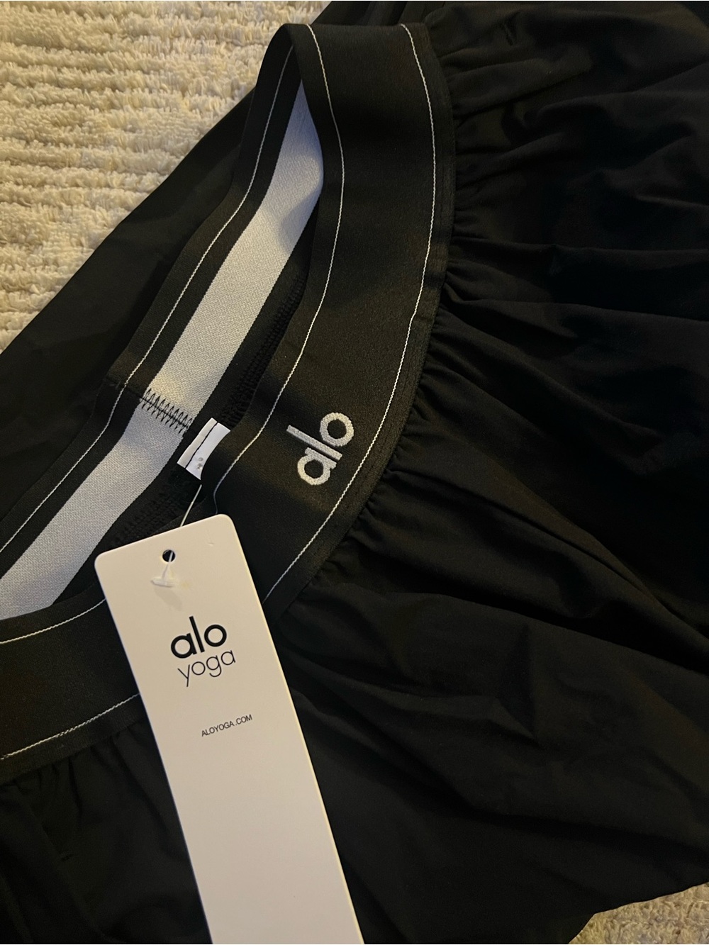 ALO Yoga Black Wide-Leg Track Pants with Logo Waistband NWT - Picture 2 of 6